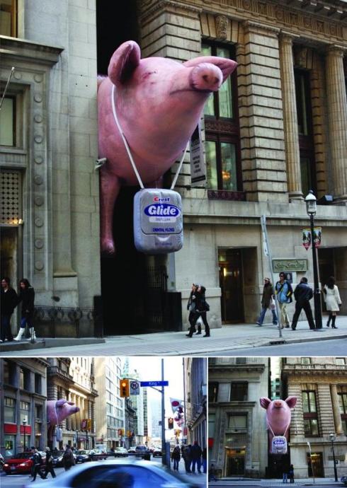 Glide cerdo edificio anuncio